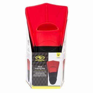 NEW Athletic Works Adult Red Silicone Travel Training Fins Medium 6-8 Mens 7-9 W